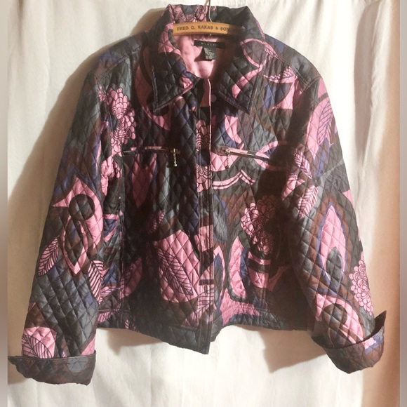Silk-land Jacket Sz XL Silk Purple Button Down Trucker Quilted Warm Winter - Picture 6 of 15